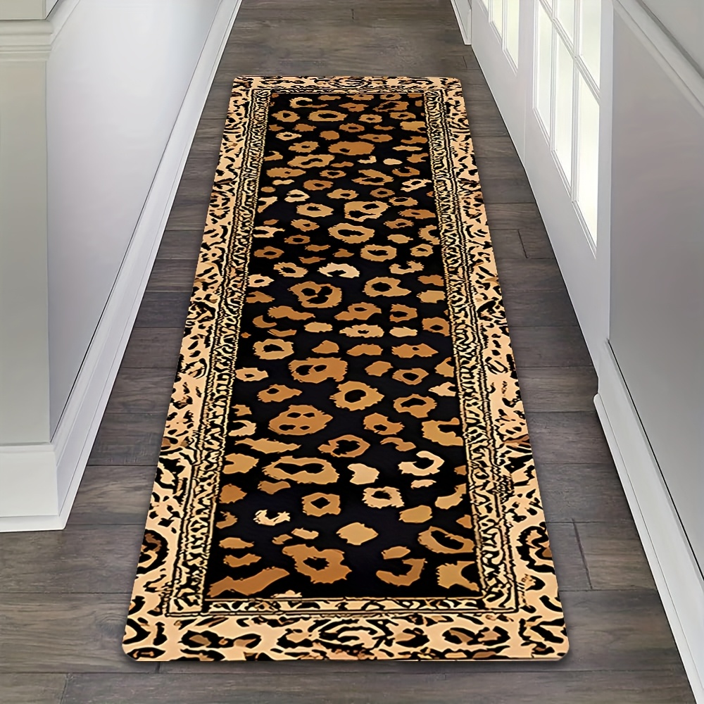 Commercial Printing Supplies - Leopard Print Border Long Runner Rug