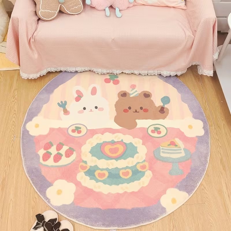 Commercial Printing Format - Cute Rabbit Bear Cake Print Round