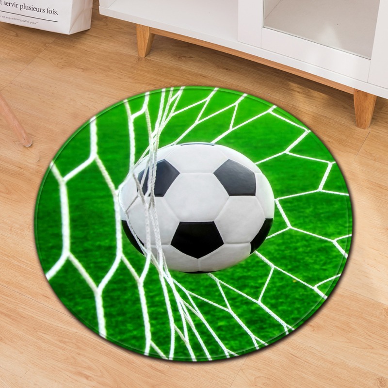 Commercial Printing Format - Soccer Theme Round Carpet Sports Style