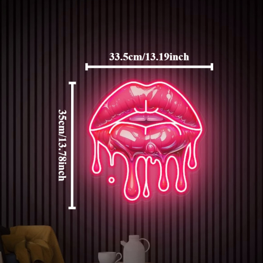 Melting Lips UV Printed Neon S - Commercial Wall Printing recension och pris